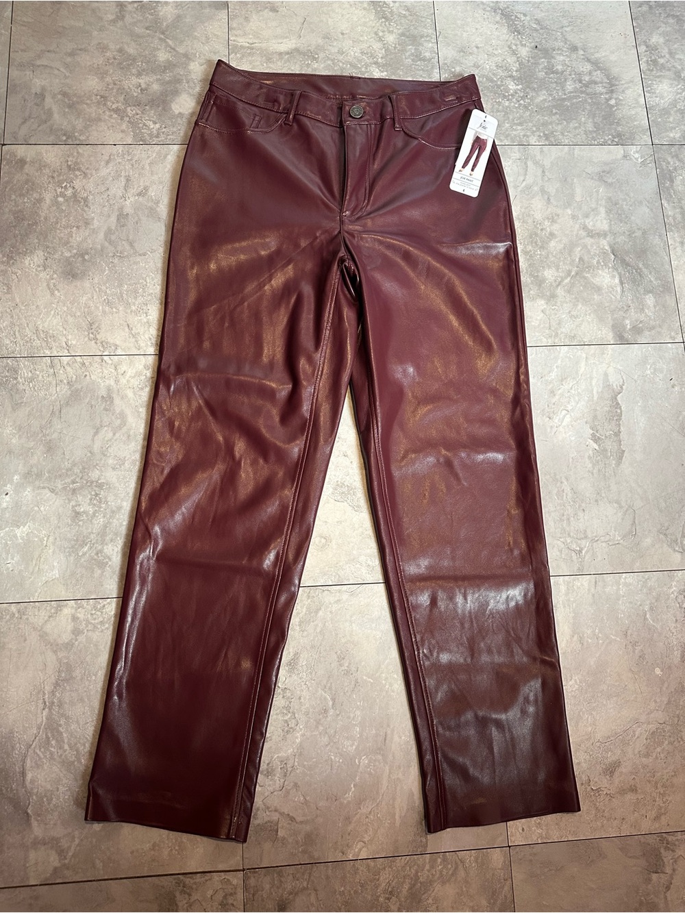 Joie Faux Leather Pants in Burgundy